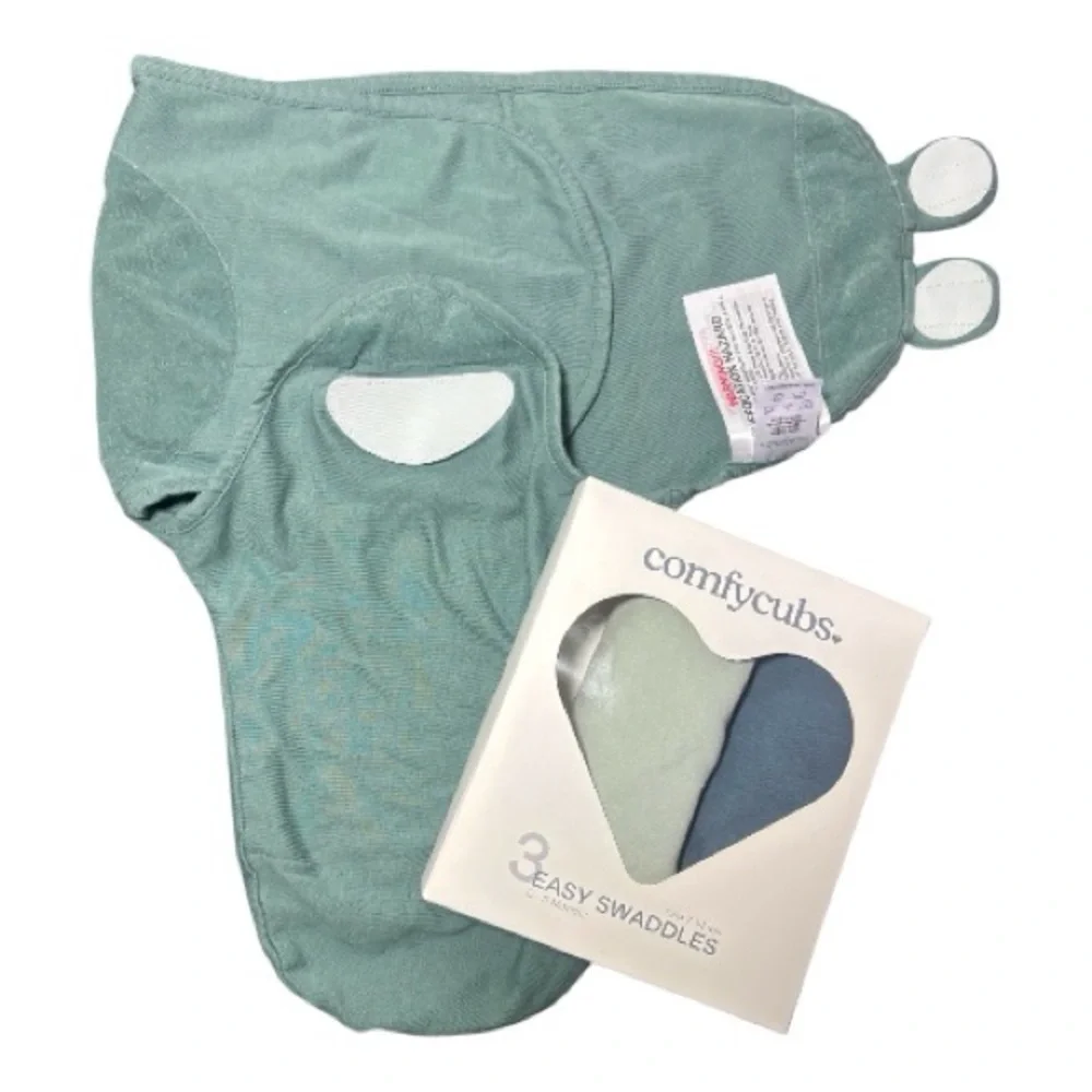 COMFYCUBES Easy Swaddle Blanket Set - Stone, Nomadic Blue, Azul